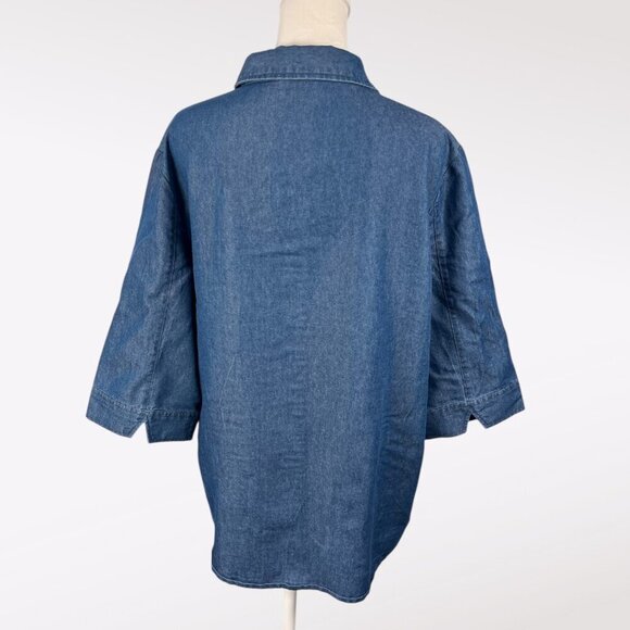 Vintage Y2K American Sweetheart Embroidered Denim Shirt Blue Button Up Western L - Picture 5 of 10